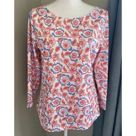 Vineyard Vines Swim Rash Guard Long Sleeve Blue Pink Medium M - Picture 1 of 3